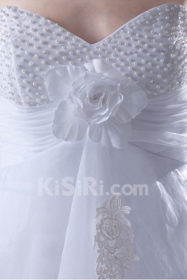 Organza Sweetheart Short Dress with Hand-made Flower