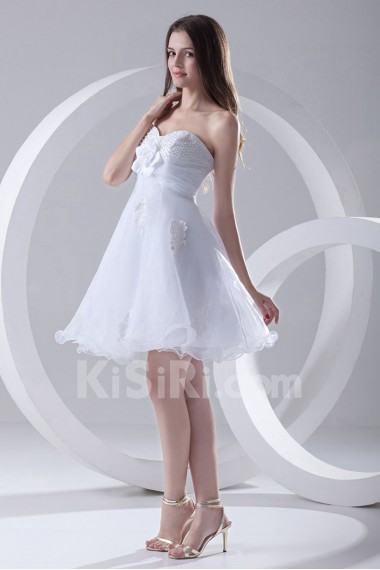 Organza Sweetheart Short Dress with Hand-made Flower