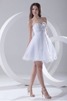 Organza Sweetheart Short Dress with Hand-made Flower