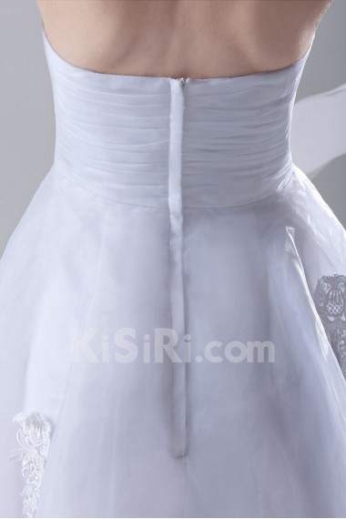 Organza Sweetheart Short Dress with Hand-made Flower