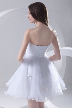 Organza Sweetheart Short Dress with Hand-made Flower