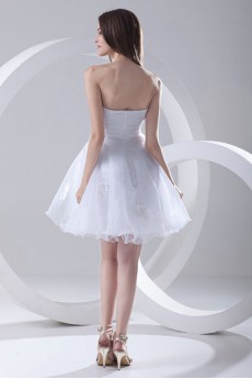 Organza Sweetheart Short Dress with Hand-made Flower