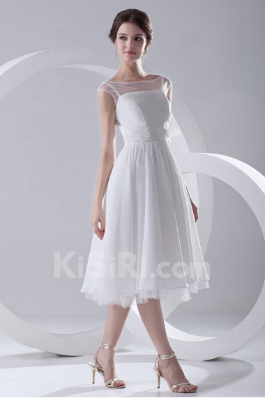 Chiffon and Net Knee Length Dress with Hand-made Flower