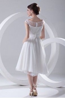 Chiffon and Net Knee Length Dress with Hand-made Flower