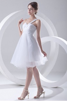 Satin and Net Sweetheart Short Dress with Embroidery