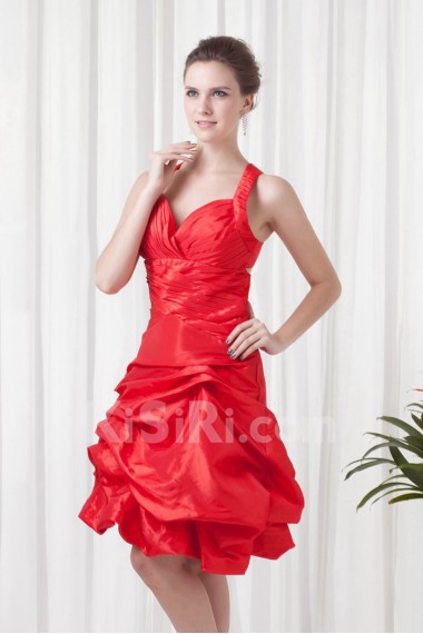 Taffeta Halter Knee Length Dress