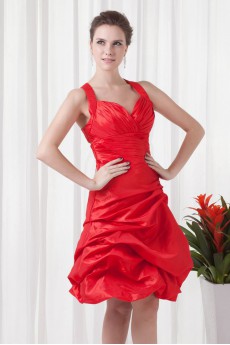 Taffeta Halter Knee Length Dress