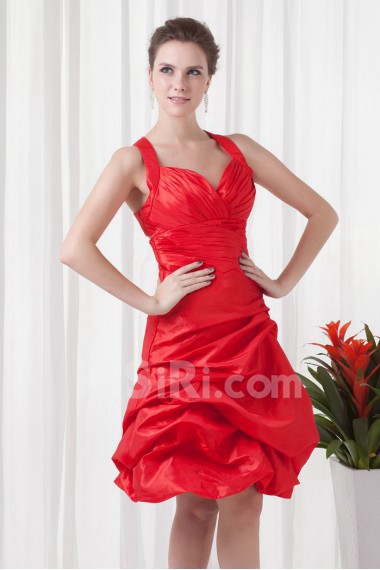 Taffeta Halter Knee Length Dress