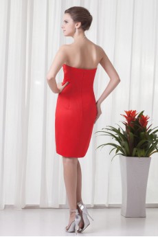 Satin Strapless Knee Length Dress