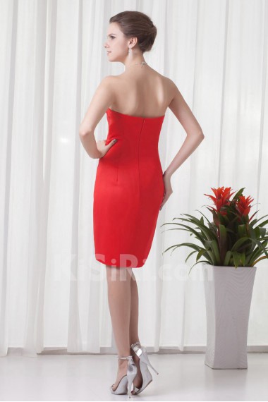 Satin Strapless Knee Length Dress