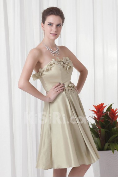 Taffeta Sweetheart Knee Length Dress with Embroidery