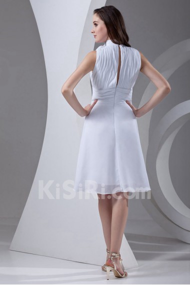 Chiffon High Collar Short Dress with Sash