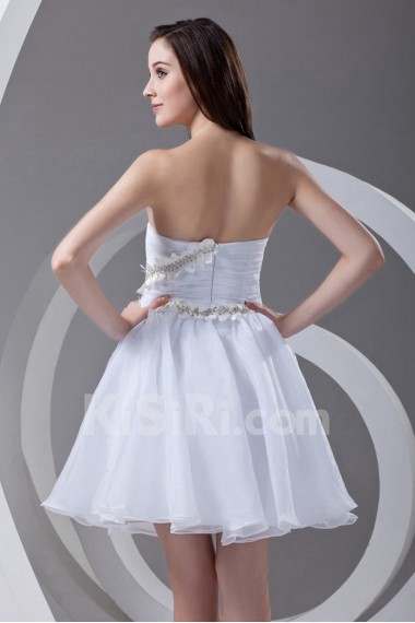 Organza Sweetheart A Line Short Dress with Hand-made Flowers