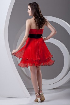 Organza Strapless Knee Length Dress with Sash