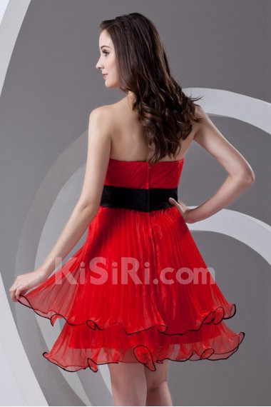 Organza Strapless Knee Length Dress with Sash