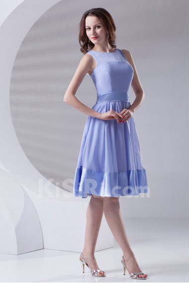 Chiffon Jewel Knee Length Dress with Sash