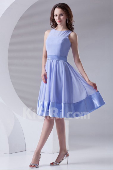 Chiffon Jewel Knee Length Dress with Sash