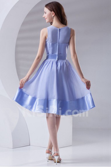 Chiffon Jewel Knee Length Dress with Sash