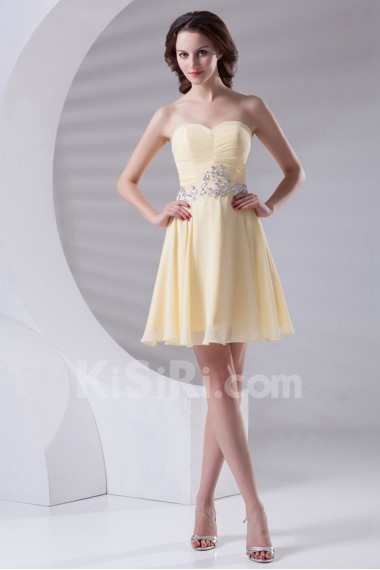 Chiffon Sweetheart A Line Short Dress with Embroidery