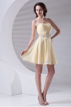 Chiffon Sweetheart A Line Short Dress with Embroidery