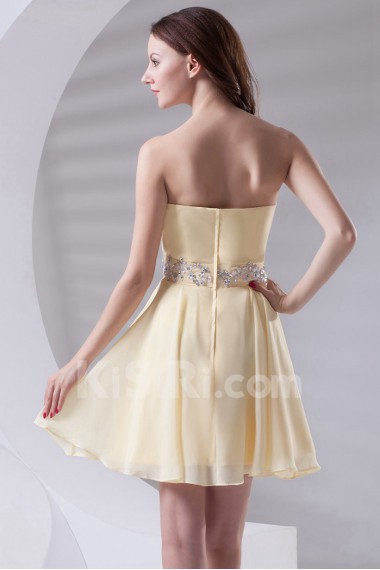 Chiffon Sweetheart A Line Short Dress with Embroidery