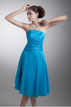 Taffeta Strapless Knee Length Dress