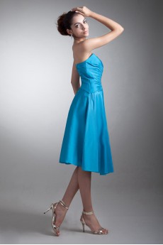 Taffeta Strapless Knee Length Dress