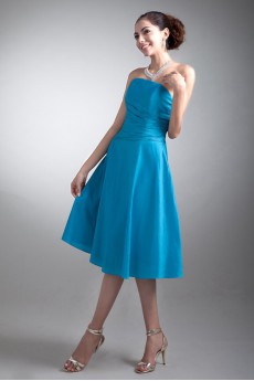 Taffeta Strapless Knee Length Dress