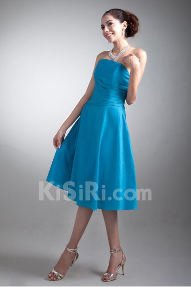 Taffeta Strapless Knee Length Dress