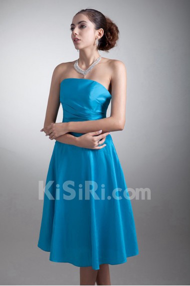 Taffeta Strapless Knee Length Dress