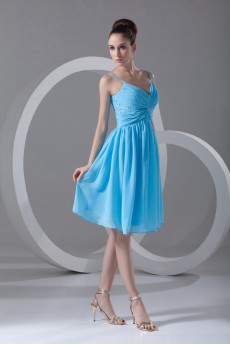 Chiffon Knee Length Dress with Embroidery