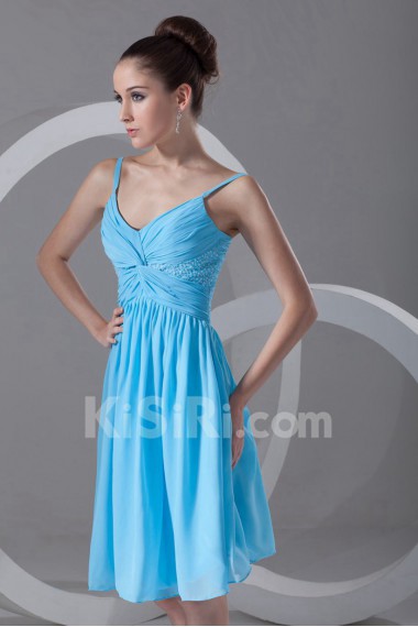 Chiffon Knee Length Dress with Embroidery