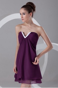 Chiffon V-Neck Short Dress