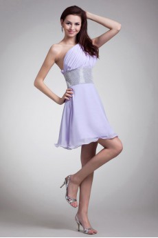 Chiffon Asymmetrical Short Dress with Sequins