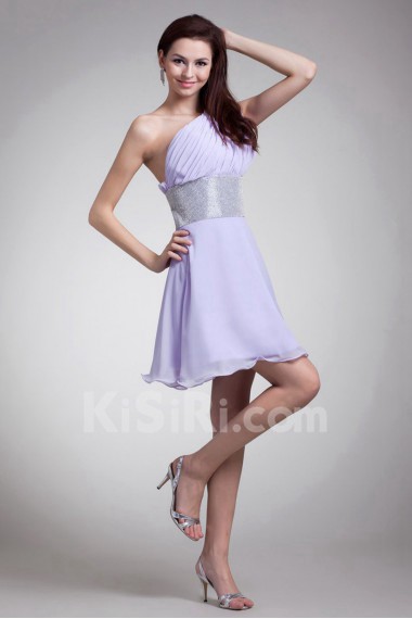 Chiffon Asymmetrical Short Dress with Sequins