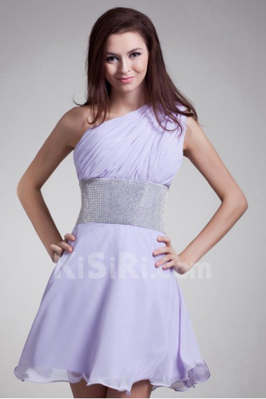 Chiffon Asymmetrical Short Dress with Sequins