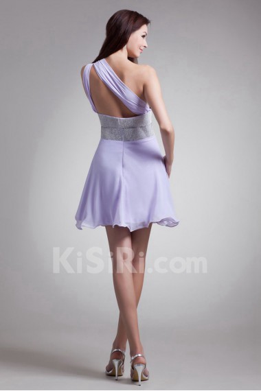 Chiffon Asymmetrical Short Dress with Sequins