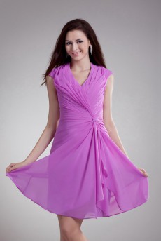 Chiffon V-Neck Knee Length Dress