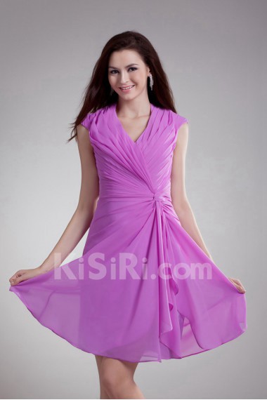 Chiffon V-Neck Knee Length Dress