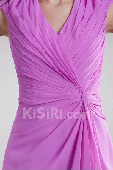 Chiffon V-Neck Knee Length Dress