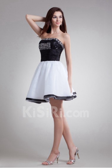 Organza Strapless Short Dress