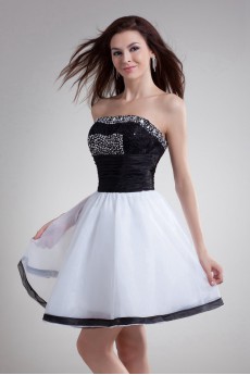 Organza Strapless Short Dress