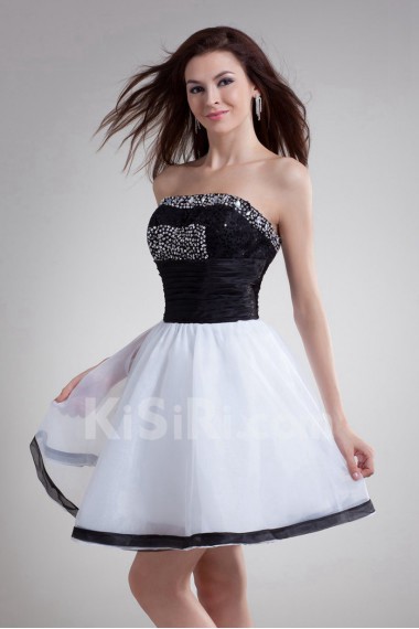 Organza Strapless Short Dress