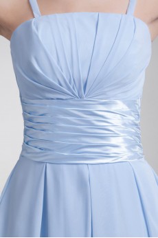 Chiffon Strapless Tea Length Dress