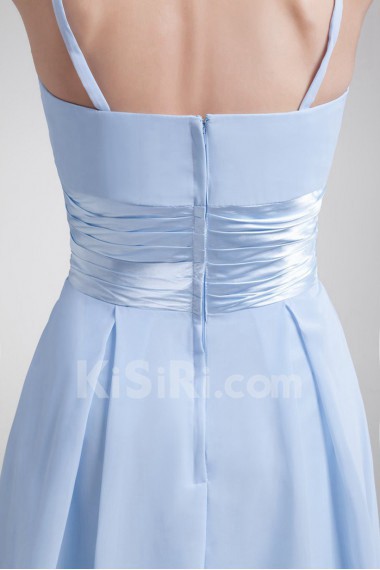 Chiffon Strapless Tea Length Dress