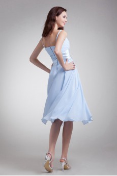 Chiffon Strapless Tea Length Dress