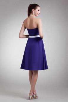 Chiffon Strapless Knee Length Dress with Sash