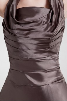 Satin Halter Knee Length Sheath Dress