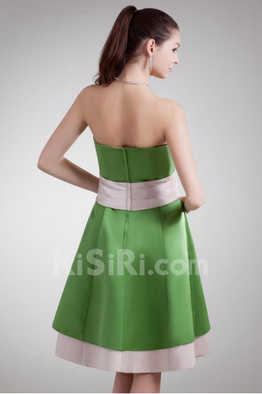 Satin Strapless Knee Length Dress