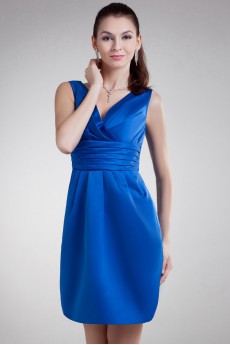 Satin V-Neck Short Dress